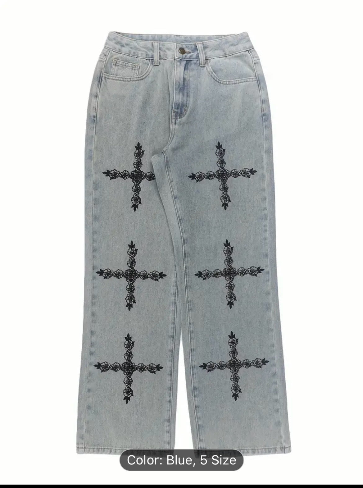 Cross print jeans